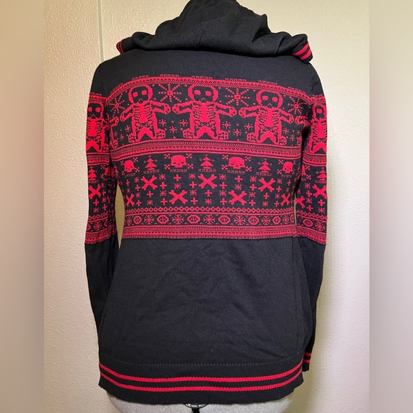 Sourpuss Black and Red Gingerdread Holiday Sweater Hoodie - Picture 4 of 8